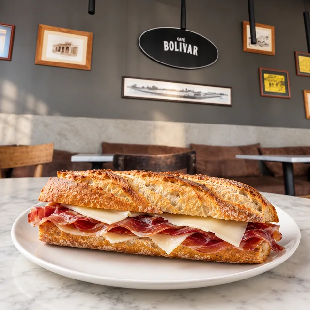 Imagen ilustrativa de Baguette de crudo y queso