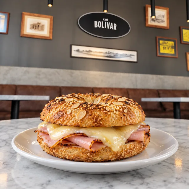 Imagen ilustrativa de Bagel con jamón y queso