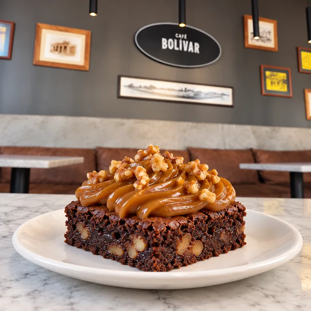 Imagen ilustrativa de Brownie con nuez y dulce de leche
